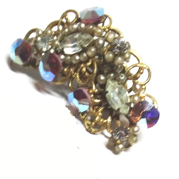 ORIGINAL BY ROBERT Rhinestone Parure Brooch Matching Earrings Set Vintage 1950s - Picture 4 of 5